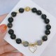 Natural Silver Sheen Obsidian Heart Star Flower Protection Bracelet