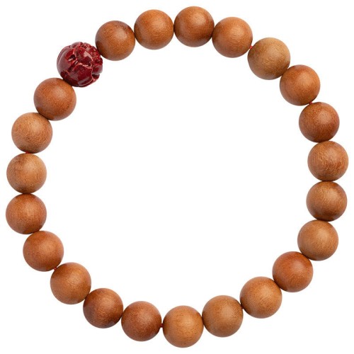 Peach Wood Lotus Cinnabar Wealth Bracelet