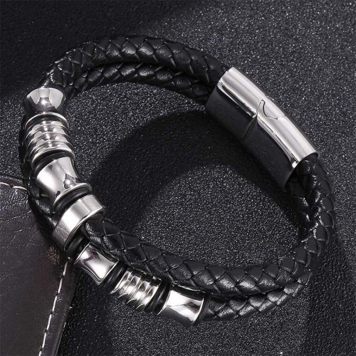 Layered Leather Weave Fortune Bracelet Layered Leather Weave Fortune Bracelet