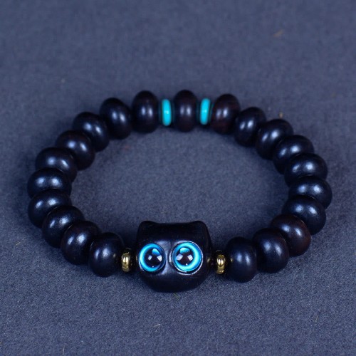 Ebony Wood Liuli Glass Lovely Cat Balance Bracelet Ebony Wood Liuli Glass Lovely Cat Balance Bracelet