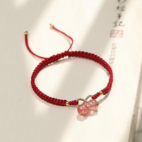 Strawberry Quartz Amethyst Green Phantom Positive Bracelet