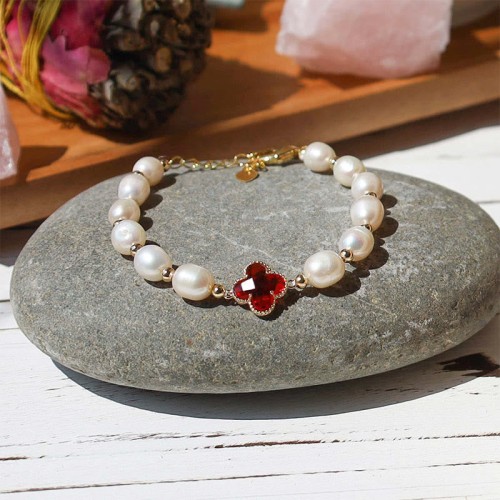 Pearl Four Leaf Clover Wealth Bracelet Pearl Four Leaf Clover Wealth Bracelet