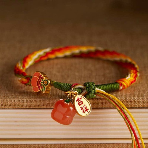 Persimmon Red Agate Strength Reincarnation Knot Bracelet