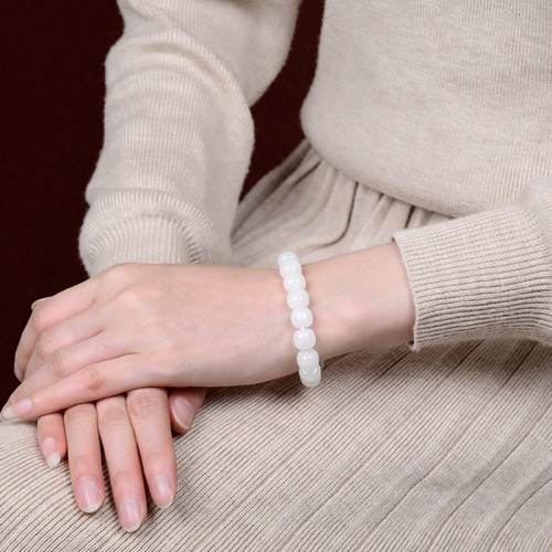 Hetian White Jade Happiness Blessing Bracelet Hetian White Jade Happiness Blessing Bracelet