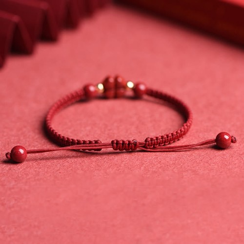 Four Leaf Clover Cinnabar Blessing Bracelet Four Leaf Clover Cinnabar Blessing Bracelet