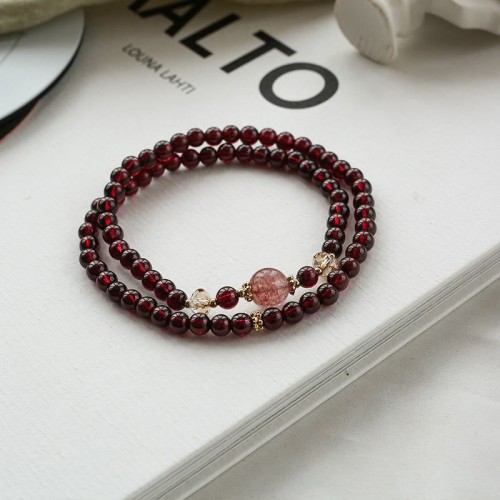 14K Gold Plated Garnet Strawberry Quartz Wrap Bracelet 14K Gold Plated Garnet Strawberry Quartz Wrap Bracelet