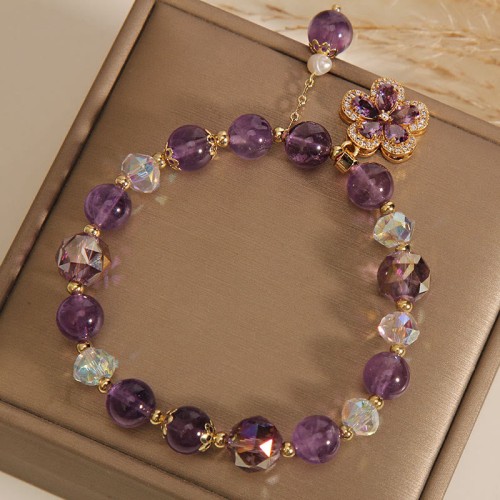 Amethyst Pearl Flower Charm Transformation Bracelet Amethyst Pearl Flower Charm Transformation Bracelet