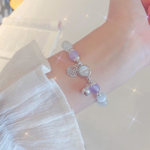 Cat's Eye Amethyst Fu Character Support Bracelet Cat's Eye Amethyst Fu Character Support Bracelet
