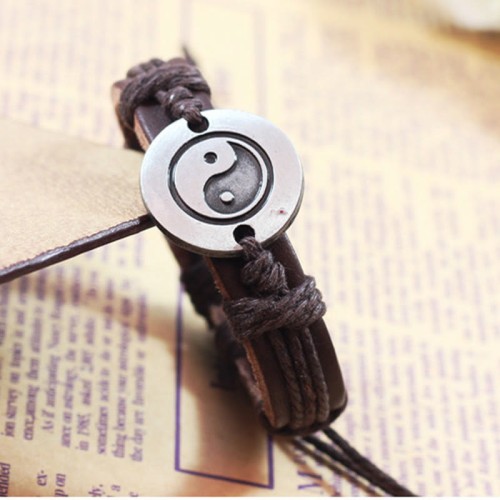 Retro Yin Yang Leather Harmony Bracelet
