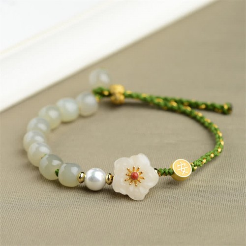 Hetian Jade Peach Blossom Luck Bracelet Hetian Jade Peach Blossom Luck Bracelet