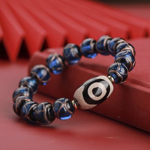 Tibetan Nine-Eye Dzi Bead Wealth Bracelet Tibetan Nine-Eye Dzi Bead Wealth Bracelet