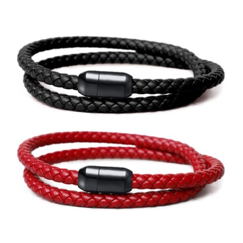 Genuine Leather Red String Protection Magnetic Bracelet