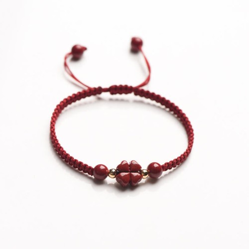 Four Leaf Clover Cinnabar Blessing Bracelet Four Leaf Clover Cinnabar Blessing Bracelet