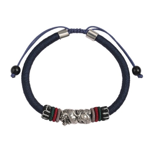 Sterling Silver Year of the Dragon Luck Rope Bracelet