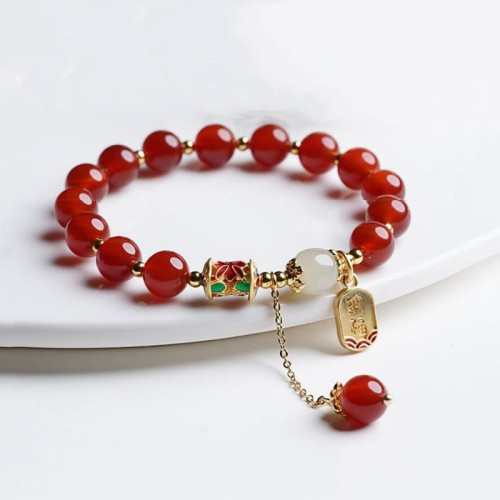 Red Agate Hetian Jade Confidence Charm Bracelet Red Agate Hetian Jade Confidence Charm Bracelet