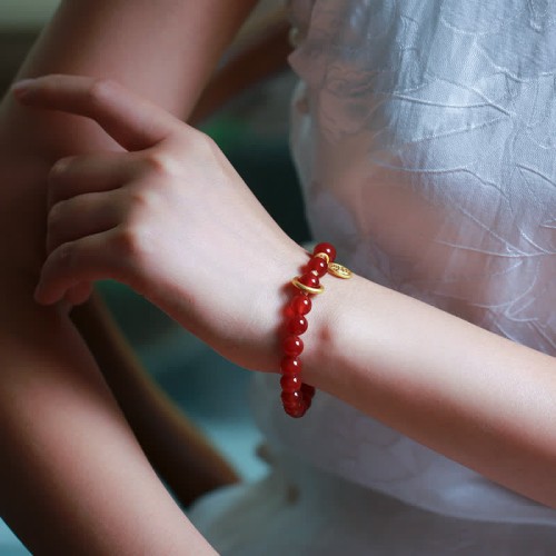 Natural Red Agate Confidence Letter Bracelet Natural Red Agate Confidence Letter Bracelet