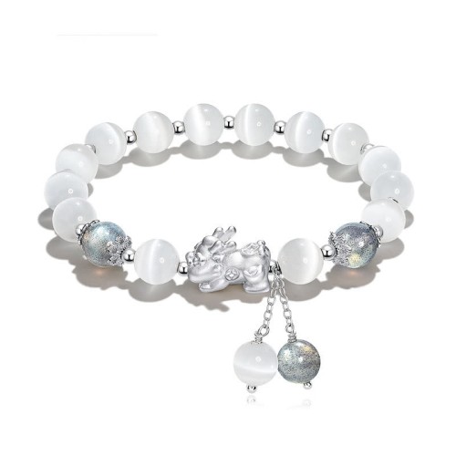 Cat's Eye Moonstone Strawberry Quartz PiXiu Bracelet Cat's Eye Moonstone Strawberry Quartz PiXiu Bracelet