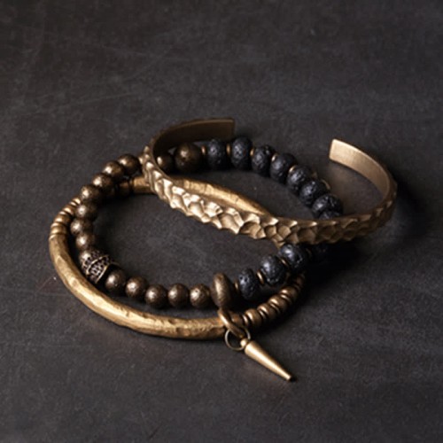 Lava Rock Copper Balance Cuff Bangle