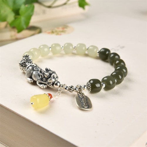 Hetian Jade Amber PiXiu Luck Bracelet