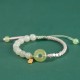 Sterling Silver Hetian Jade Luck Bracelet
