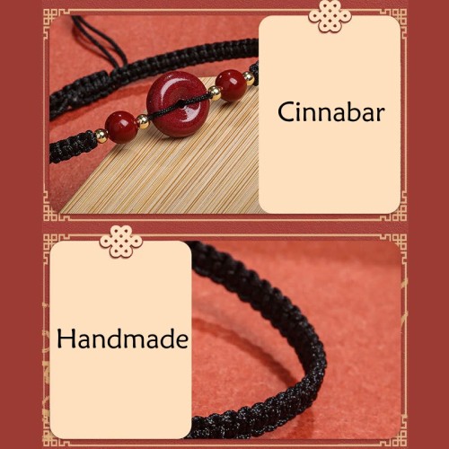 Natural Cinnabar Peace Buckle Blessing Bracelet Natural Cinnabar Peace Buckle Blessing Bracelet