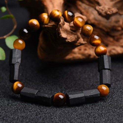 Black Tourmaline Tiger Eye Positive Bracelet