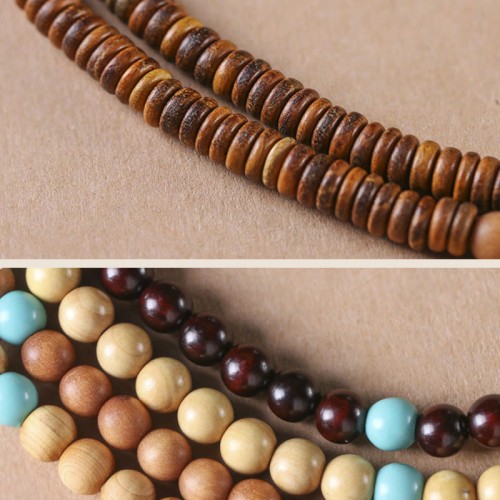Sandalwood Turquoise Protection Double Wrap Bracelet