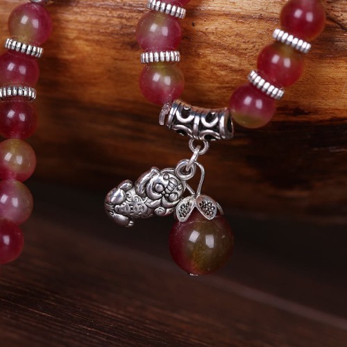 Watermelon Tourmaline PiXiu Elephant Triple Wrap Bracelet Watermelon Tourmaline PiXiu Elephant Triple Wrap Bracelet
