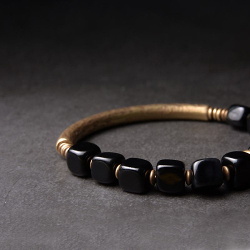 Obsidian Crystal Copper Strength Couple Bracelet