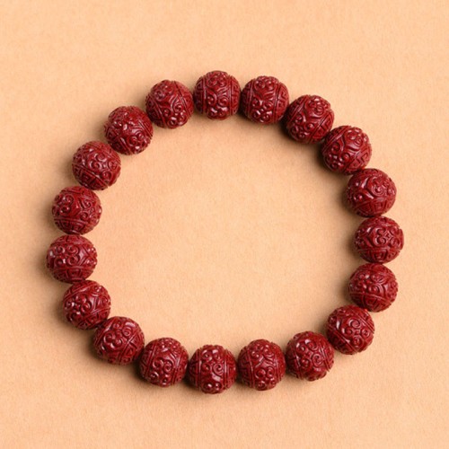 Cinnabar Om Mani Padme Hum Lotus Bracelet