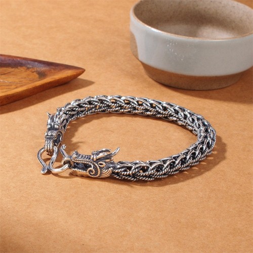 925 Sterling Silver Dragon Success Strength Bangle