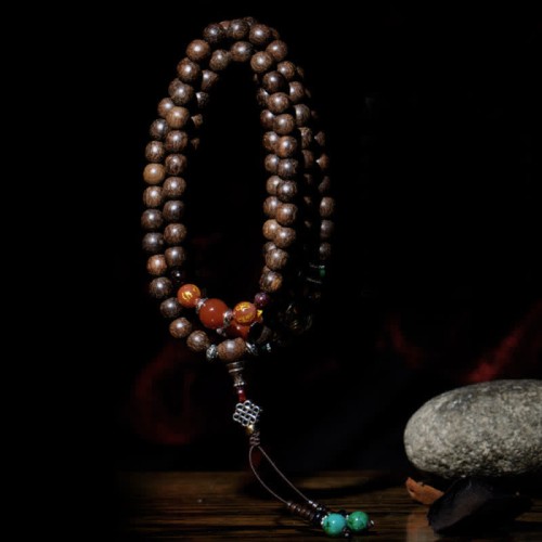 108 Mala Beads Agarwood Red Agate Peace Strength Bracelet 108 Mala Beads Agarwood Red Agate Peace Strength Bracelet