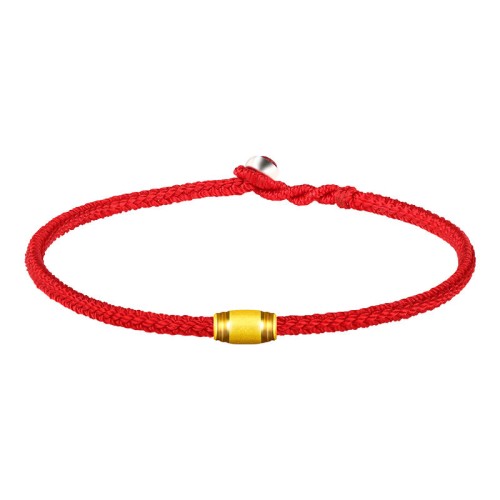 999 Gold Lucky Bead Eight-Thread Peace Knot Bracelet