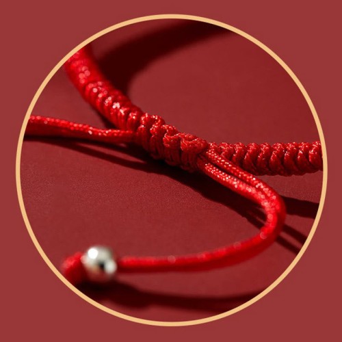 Handmade Lotus Cinnabar Blessing Braid Bracelet