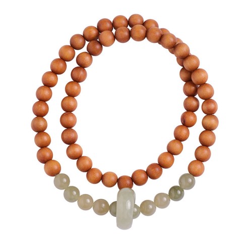 Sandalwood Hetian Jade Protection Double Wrap Bracelet