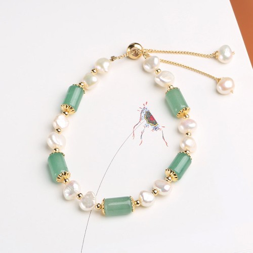 Green Aventurine Pearl Pink Crystal Luck Bracelet Green Aventurine Pearl Pink Crystal Luck Bracelet
