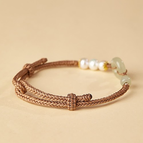 Hetian Jade Pearl Peace Luck Bracelet