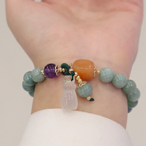Cyan Jade Lotus Amethyst Crystal Healing Bracelet Cyan Jade Lotus Amethyst Crystal Healing Bracelet