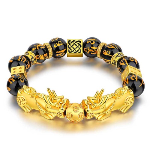 Double PiXiu Obsidian Om Mani Padme Hum Bracelet Double PiXiu Obsidian Om Mani Padme Hum Bracelet