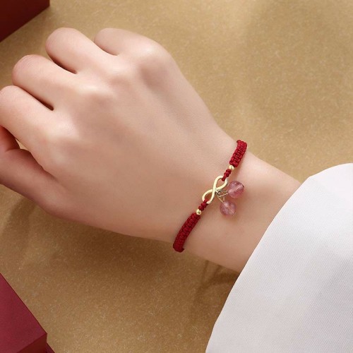 Strawberry Quartz Endless Knot Love Healing Bracelet