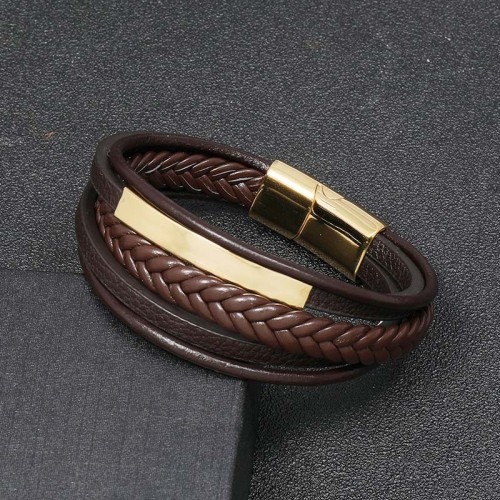 Simple Titanium Steel Leather Luck Bracelet Simple Titanium Steel Leather Luck Bracelet