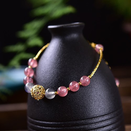Strawberry Quartz Moonstone Positive Bracelet Strawberry Quartz Moonstone Positive Bracelet