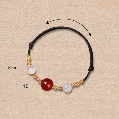 Natural Red Agate Cat Eye Calm Braided Necklace Pendant