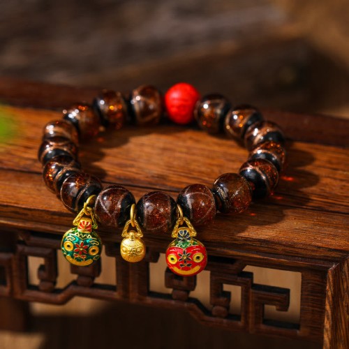 Swallowing Beast Cinnabar Bead Bracelet
