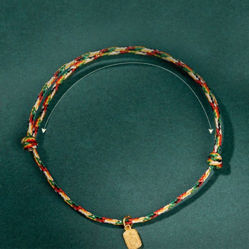 Fu Character Peace and Joy Luck Handmade Multicolored Bracelet