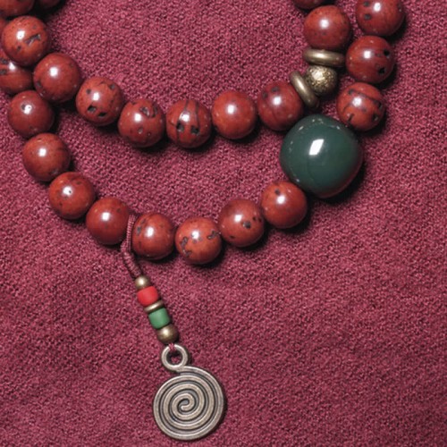 Bodhi Seed Cyan Jade Copper Peace Bracelet