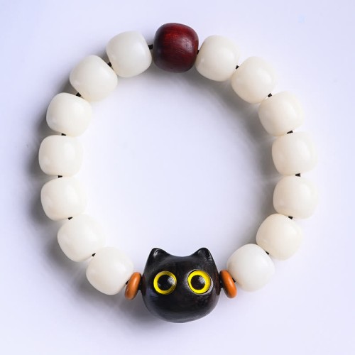 Bodhi Seed Sandalwood Lucky Cat Wisdom Bracelet
