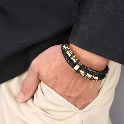 Layered Leather Weave Fortune Bracelet Layered Leather Weave Fortune Bracelet