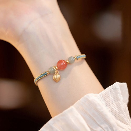 Red Agate Jade Lotus Confidence Bracelet Red Agate Jade Lotus Confidence Bracelet