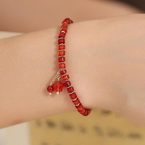 Natural Red Agate Endless Knot Confidence Bracelet